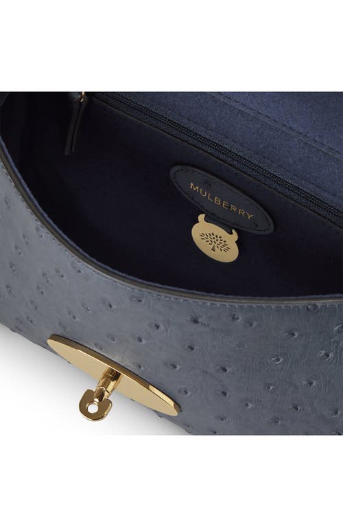 Mulberry Lily Ostrich Embossed Leather Satchel In Blue