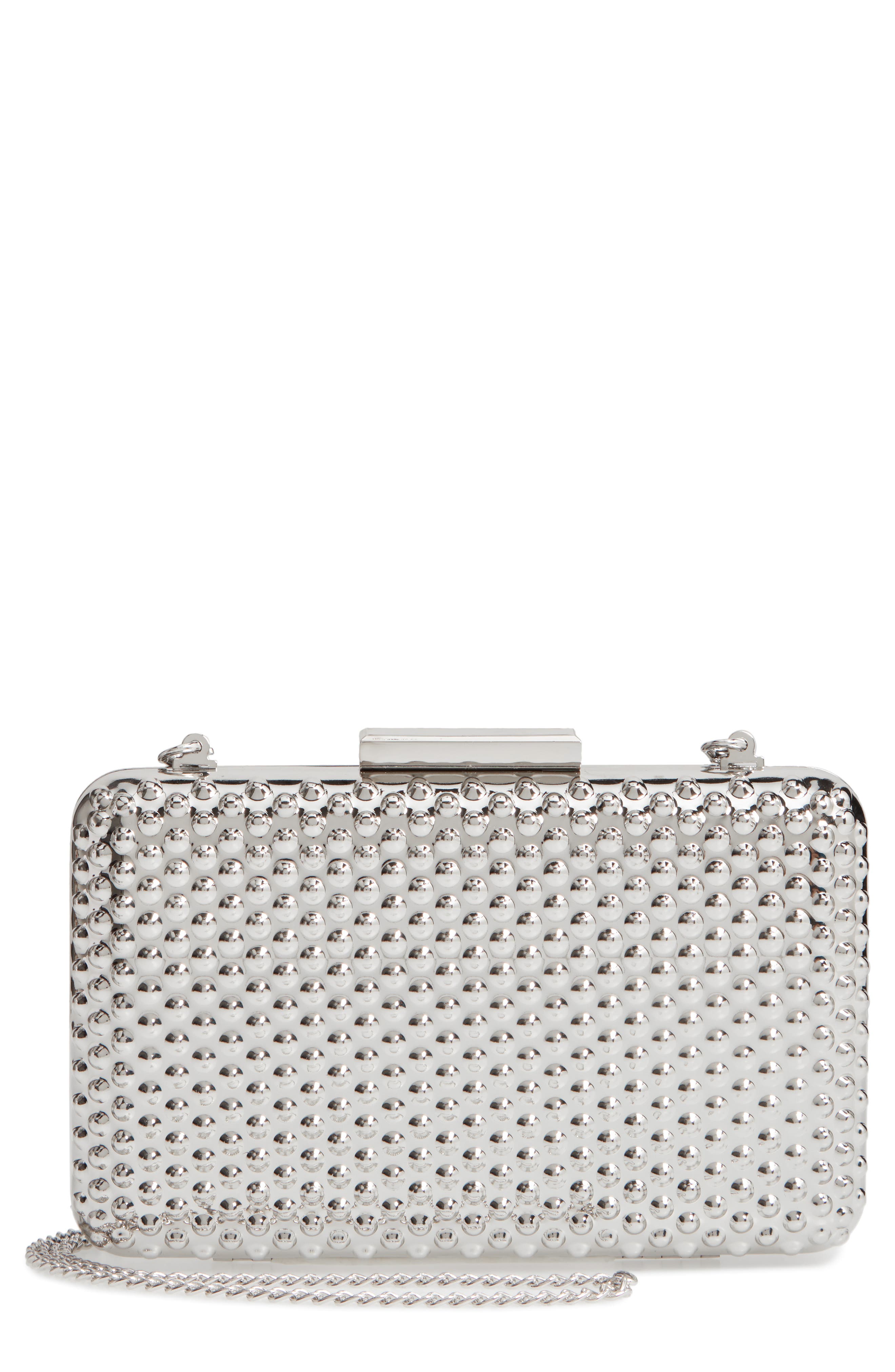 Dot Metal Minaudière, Main, color, SILVER