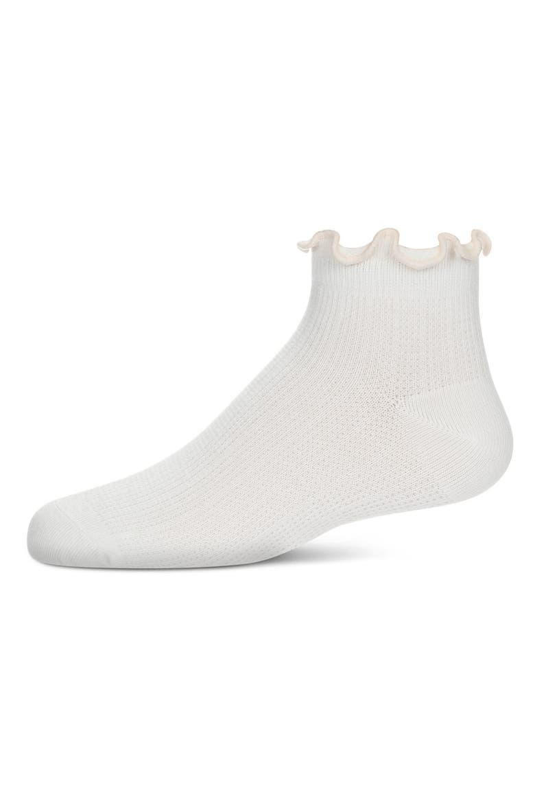 Colored Ruffle Anklet Socks, Main, color, Winter White-Pink