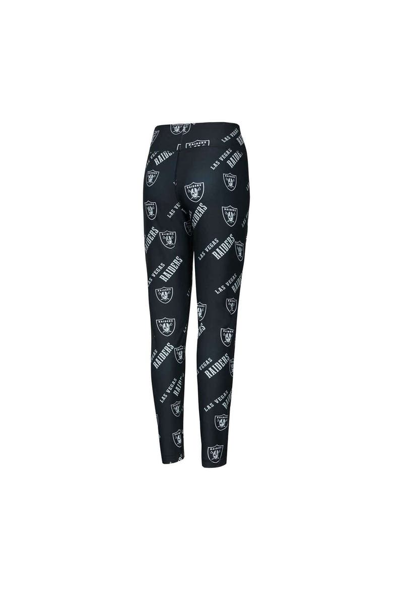 Women's Concepts Sport Black Las Vegas Raiders Breakthrough Allover Print Knit Sleep Leggings, Alternate, color, Black