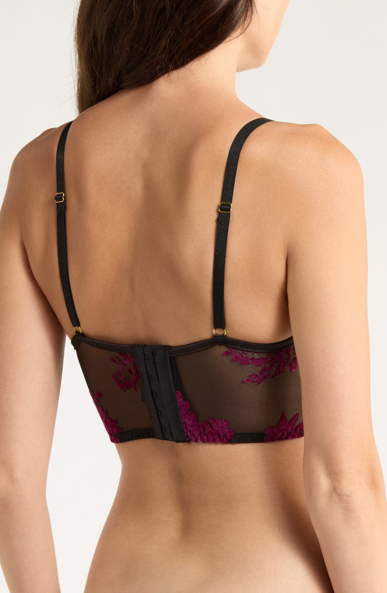 KILO BRAVA Embroidered Longline Bralette, Alternate, color, Black-Boysenberry