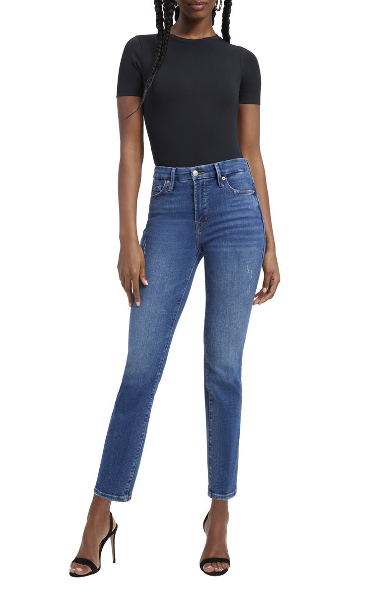 Good American Good Legs High Waist Ankle Straight Leg Jeans, Alternate, color, 