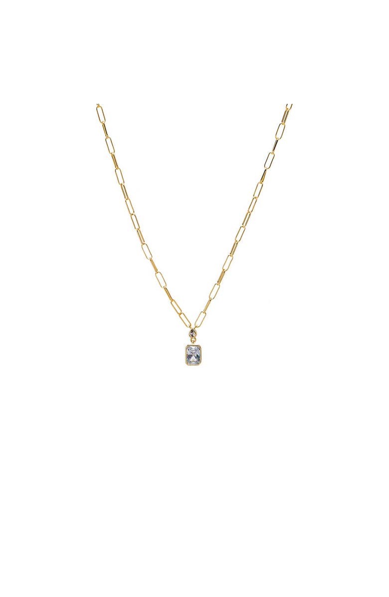 BY ADINA EDEN Colored Baguette CZ Paperclip Pendant Necklace, Main, color, Gold