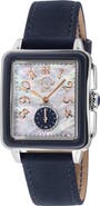 GV2 Women's Bari Enamel with Diamond Dial Leather Strap Watch, 37mm