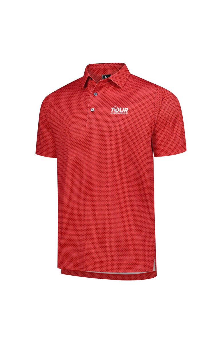 FOOTJOY Men's FootJoy Red TOUR Championship Dot Geo Print Lisle ProDry Polo, Alternate, color,