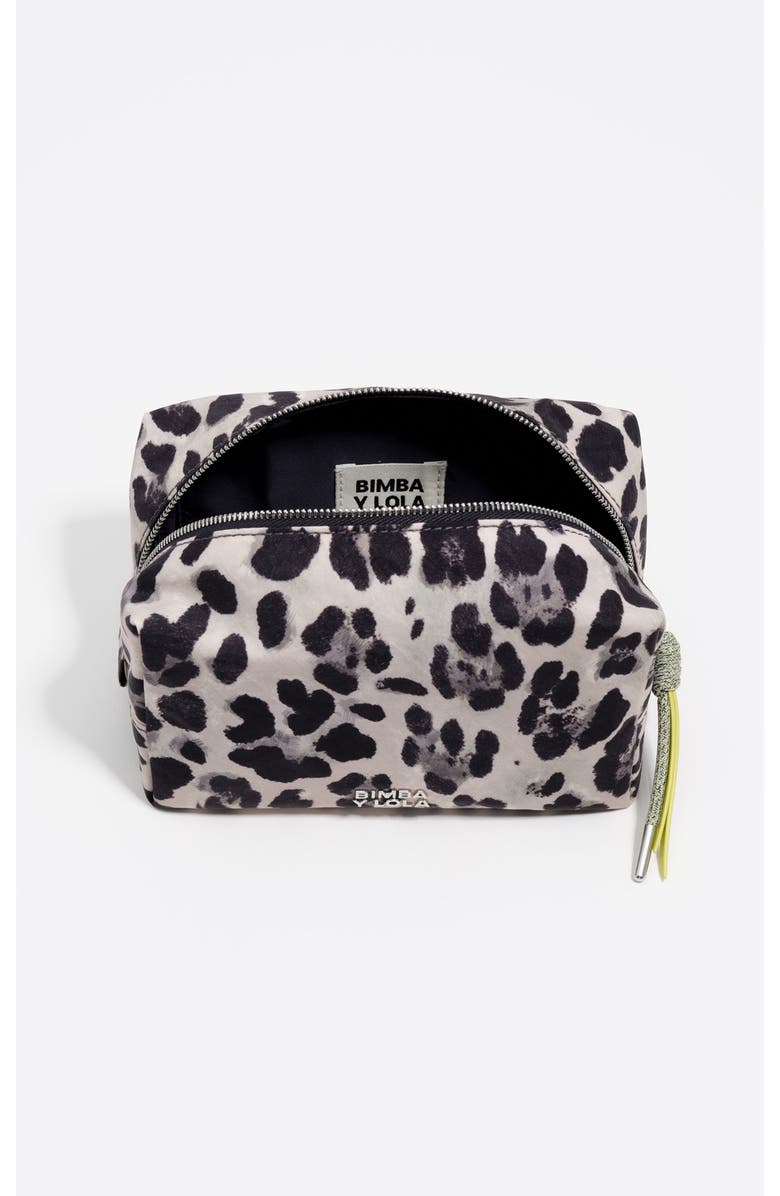 Bimba y Lola Medium Leopard Print Nylon Make-Up Case, Alternate, color, Leopard Grey