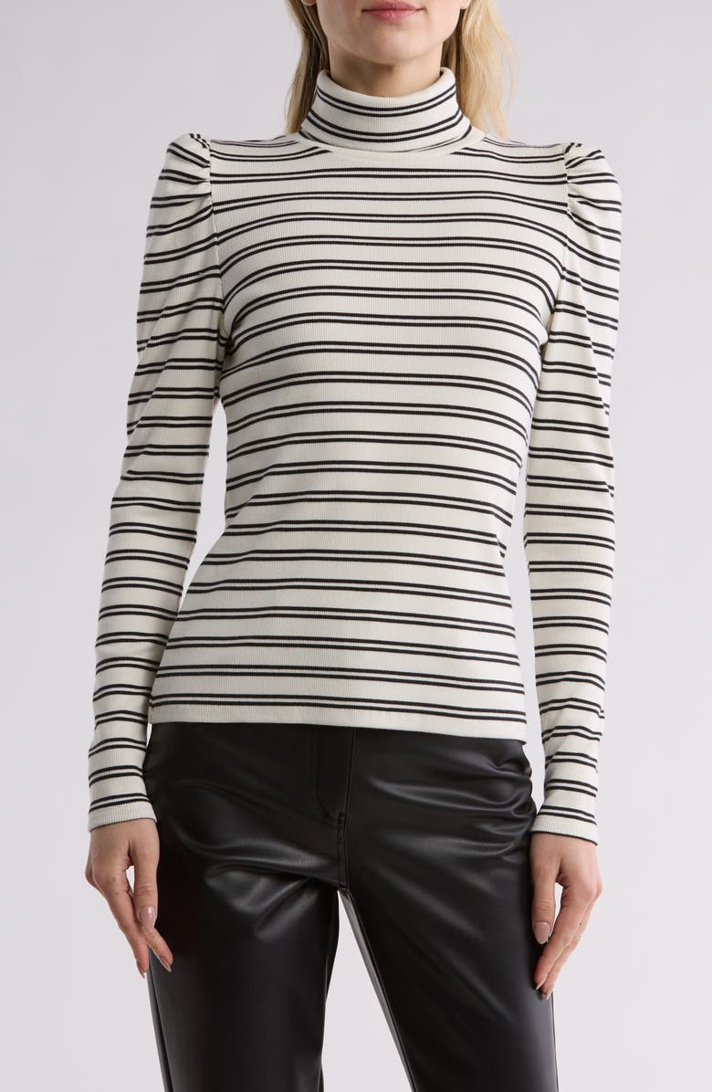 Veronica Beard Cedar Stripe Long Sleeve Turtleneck Top, Main, color,
