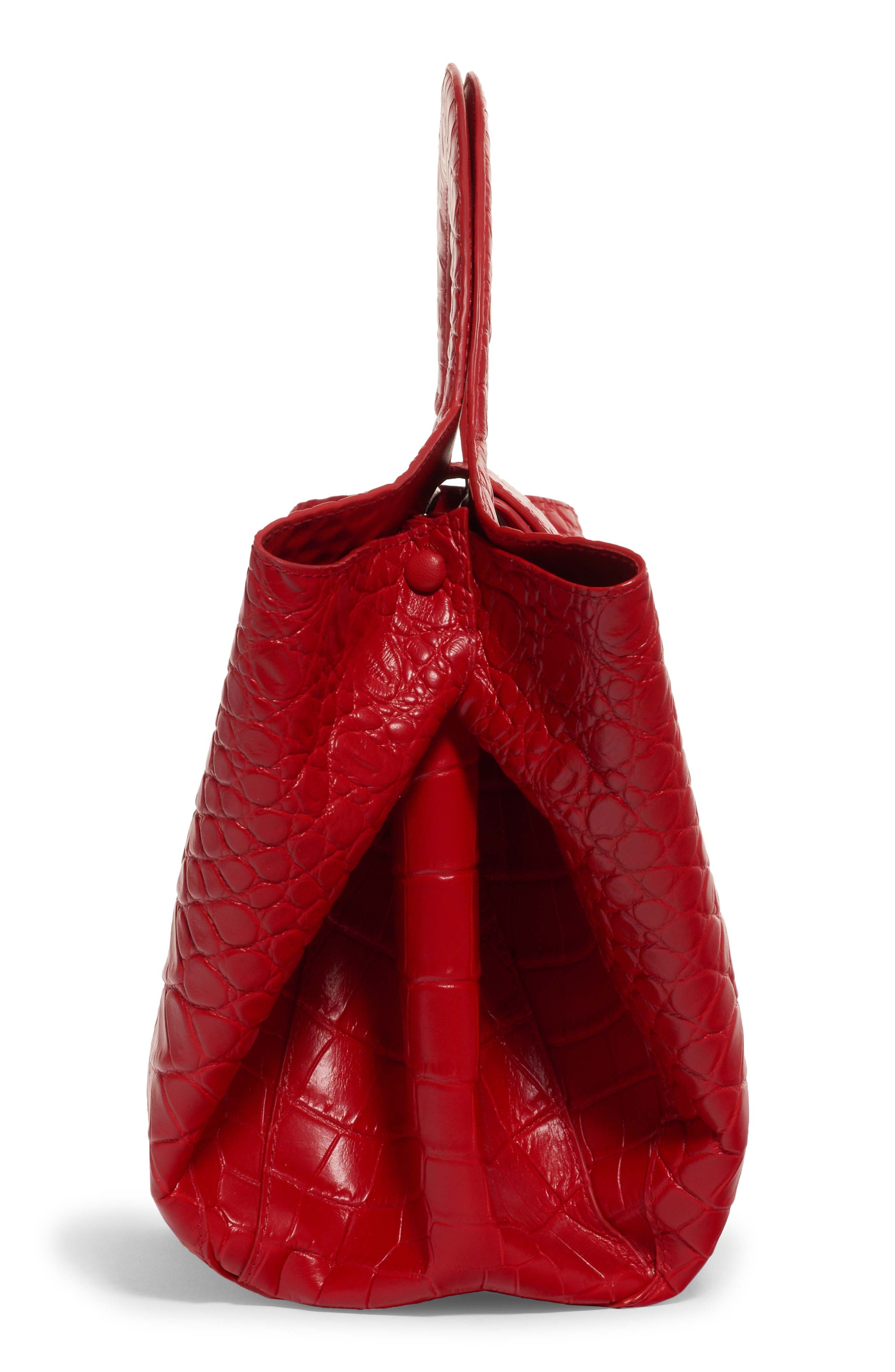 Bottega Veneta Skypper Croc Embossed Leather Tote, Alternate, color, 