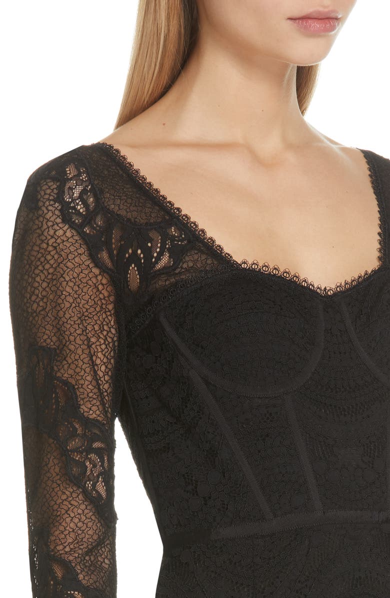 Simkhai Jonathan Simkhai Lace Bustier Bodysuit Dress, Alternate, color, 