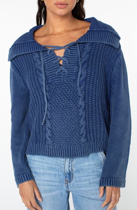 Fair Winds Cotton Lace-Up Sweater