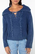 Roxy Fair Winds Cotton Lace-Up Sweater