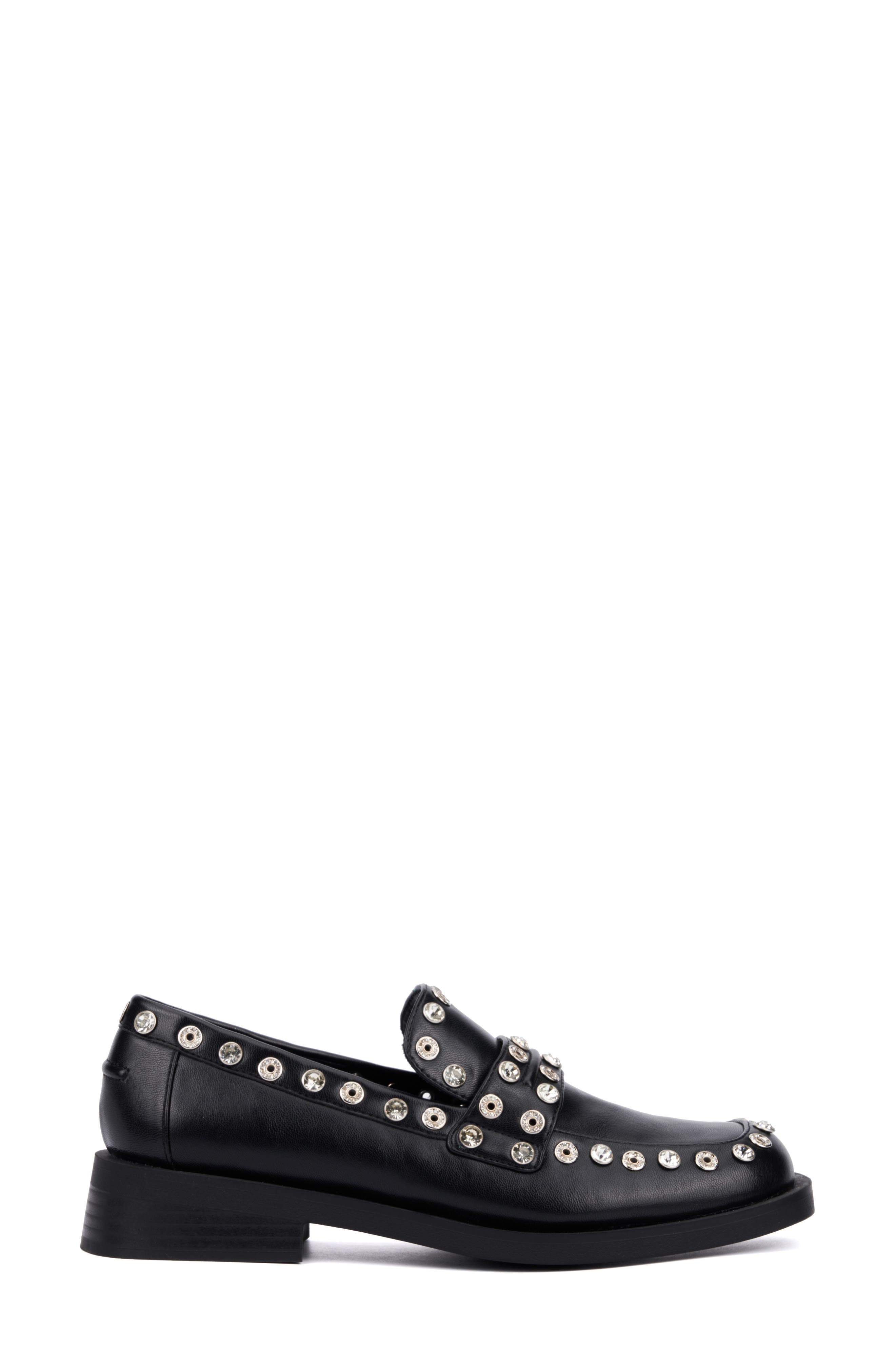 OLIVIA MILLER Libra Rivet Loafer, Alternate, color, Black