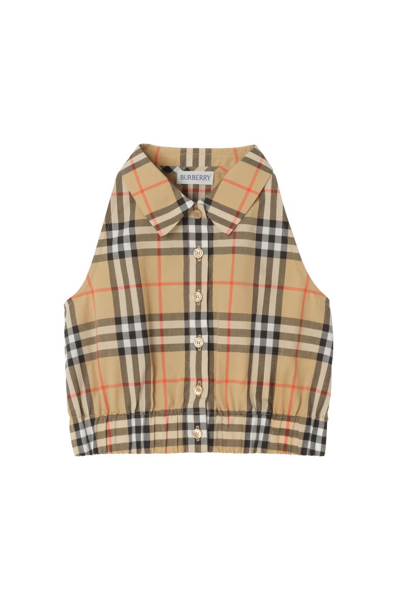 Burberry Check Cotton Shirt, Main, color, Sand Beige