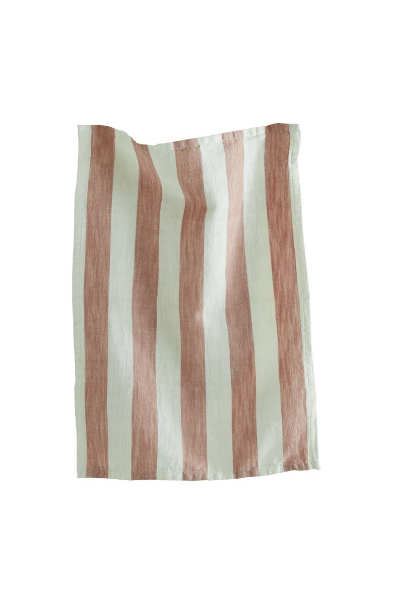 tag Linen Cotton Stripe Dishtowel Blush Kitchen Towels Machine Washable, Main, color, Pink