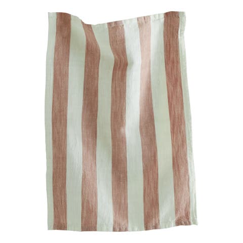 Linen Cotton Stripe Dishtowel Blush Kitchen Towels Machine Washable