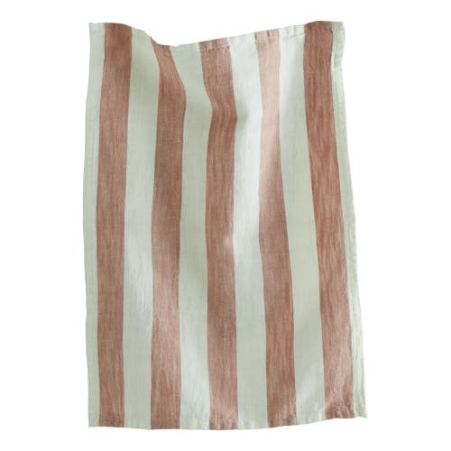 Tag Linen & Cotton Stripe Dishtowel Blush Cotton Kitchen Towels, Machine Washable, Everyday Use, 13" In Pink