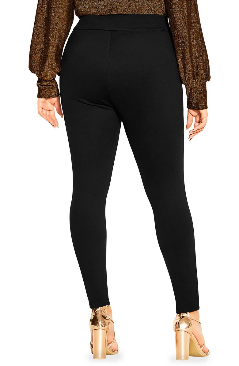 City Chic Party Fever High Waist Skinny Pants, Alternate, color, Black