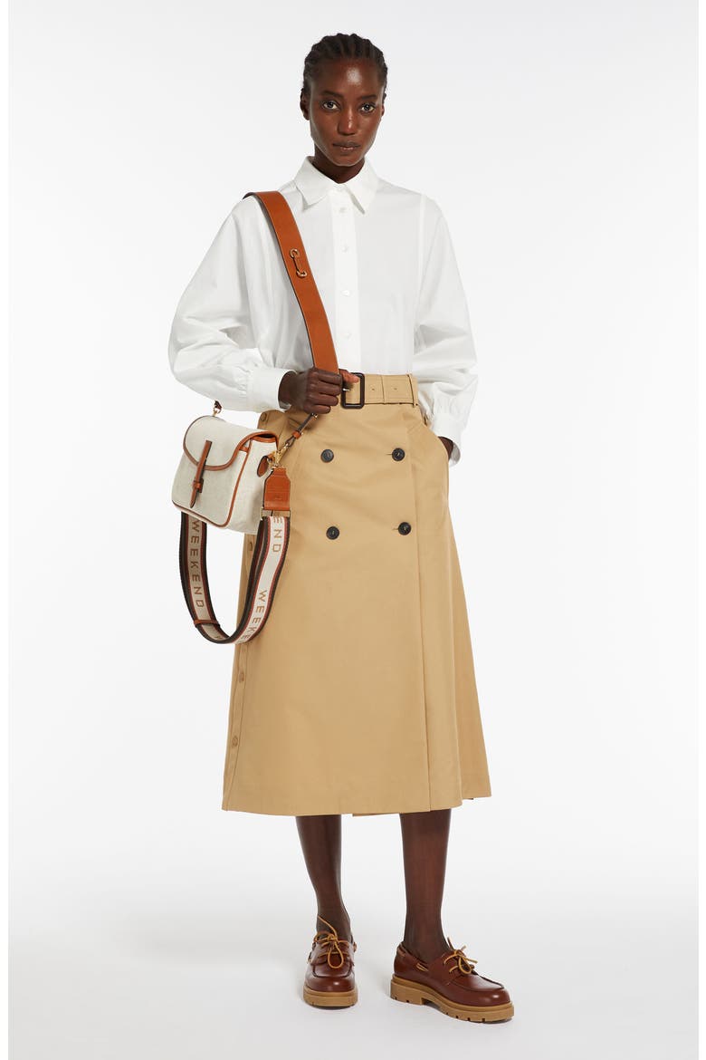 Nebbia Belted Midi Skirt, Alternate, color, BEIGE