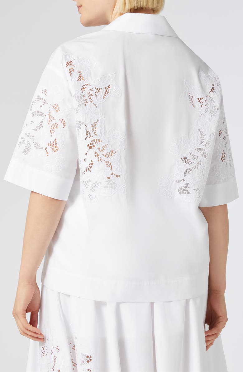 Marina Rinaldi Turchia Cotton Poplin Camp Shirt, Alternate, color, Optical White