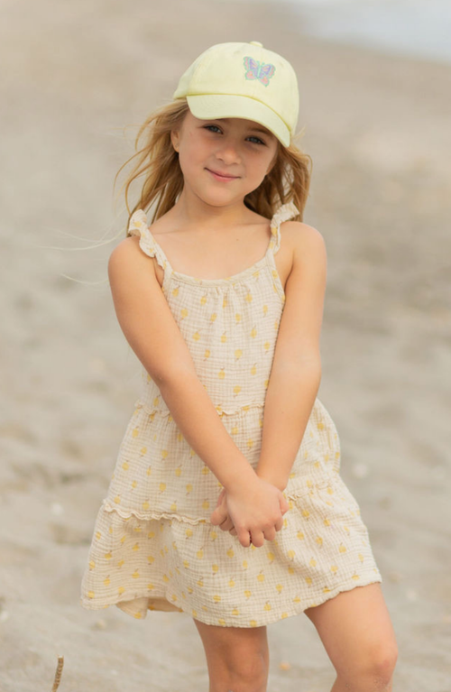Bits & Bows Butterfly Twill Bow Baseball Hat In Yellow