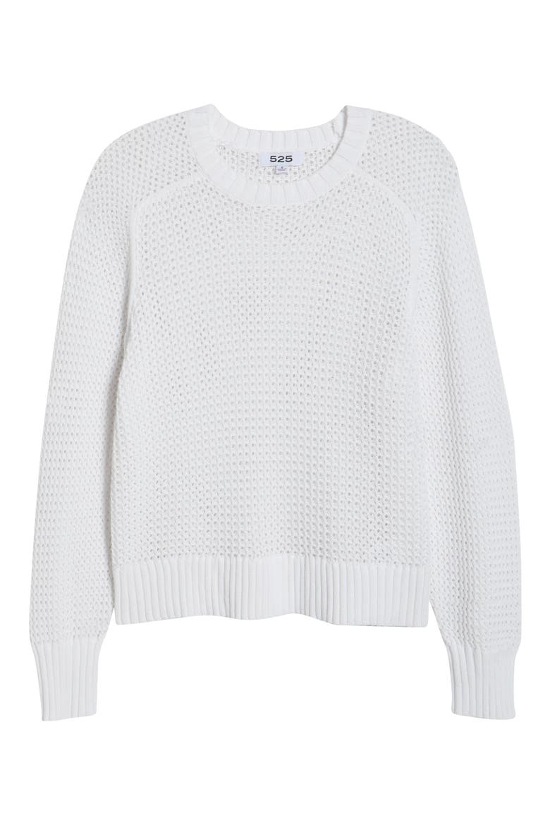 Margot Openwork Cotton Mesh Sweater, Alternate, color, BLEACH WHITE