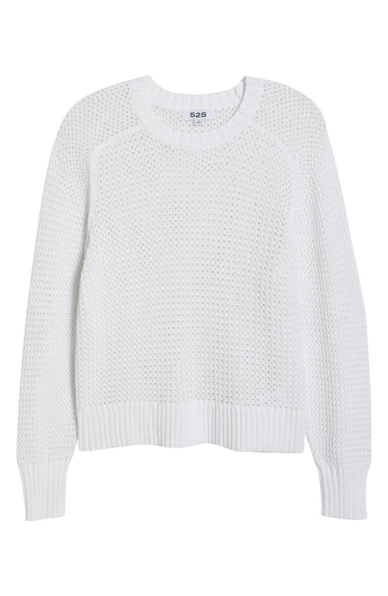 525 America Margot Openwork Cotton Mesh Sweater, Alternate, color, Bleach White