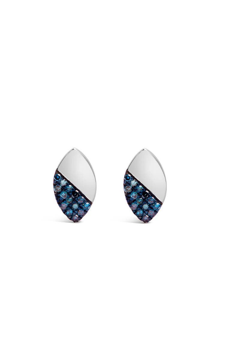 Haus of Brilliance Silver 1/6 Ct Blue Diamond and Mirror Polish Pear Shape Stud Earrings, Main, color,