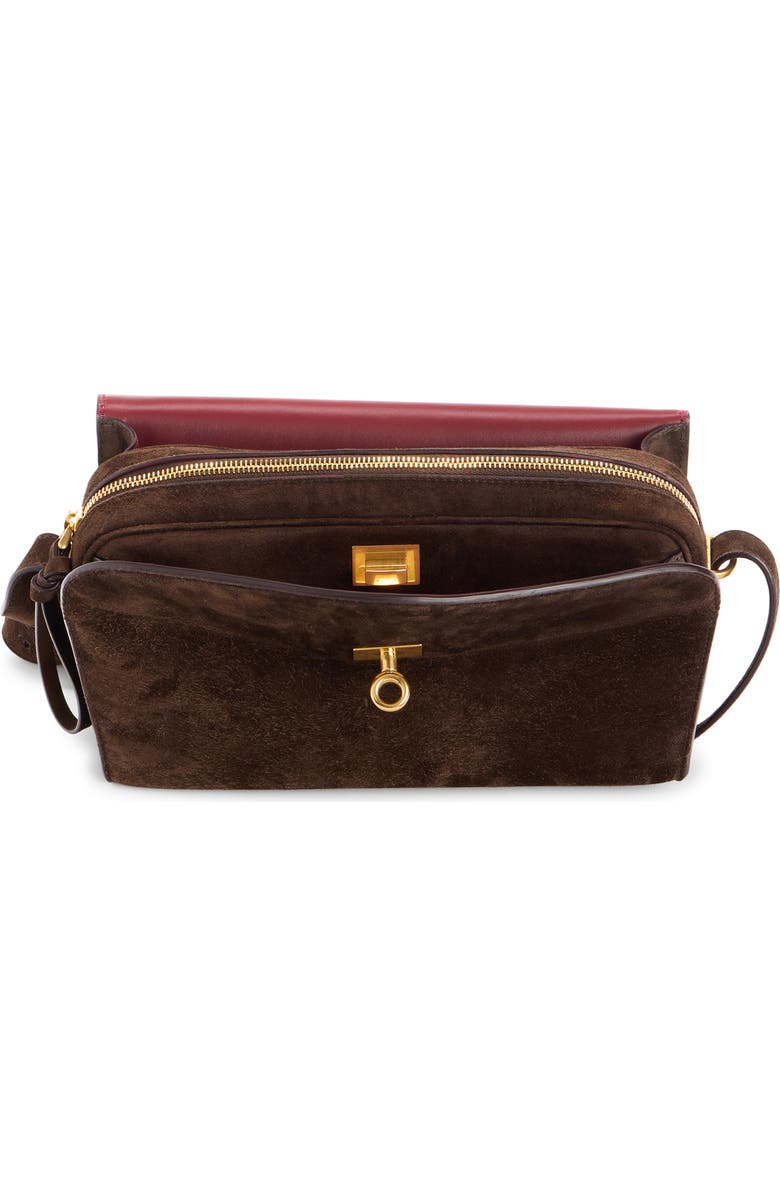 Balenciaga Medium Paris VII Suede Shoulder Bag, Alternate, color, Moka/ Ruby