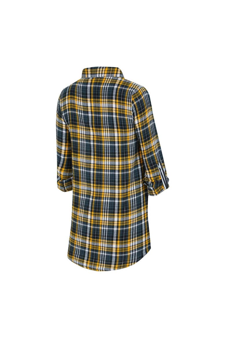 Women's Concepts Sport Black Pittsburgh Steelers Laney Plaid Tri-Blend Full-Button Nightshirt, Alternate, color, Black