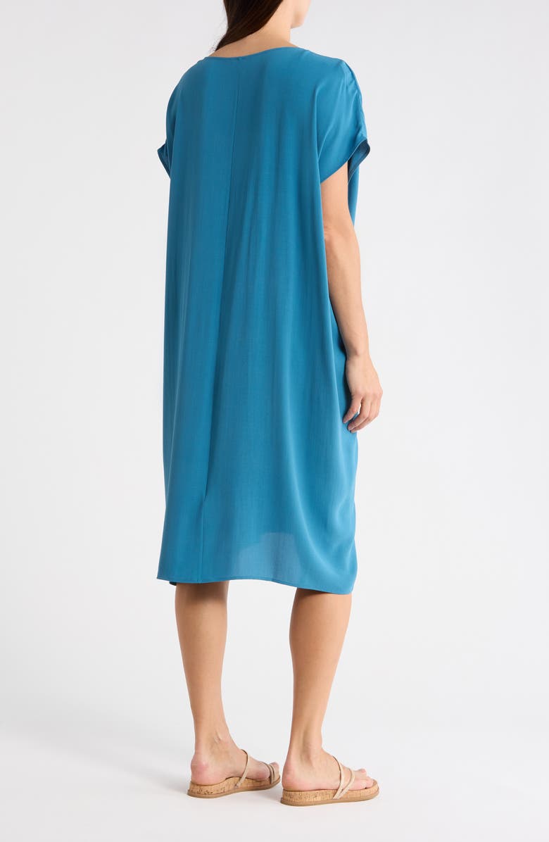Eileen Fisher V-Neck Silk Dress, Alternate, color, Cascade