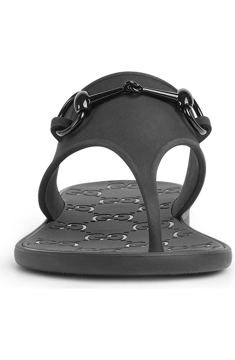 Gucci Minorca Horsebit Rubber Sandal, Alternate, color, Nero