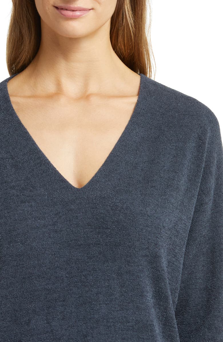 Barefoot Dreams<sup>®</sup> High-Low Hem V-Neck Pajama Pullover Sweater, Alternate, color, Tidewater