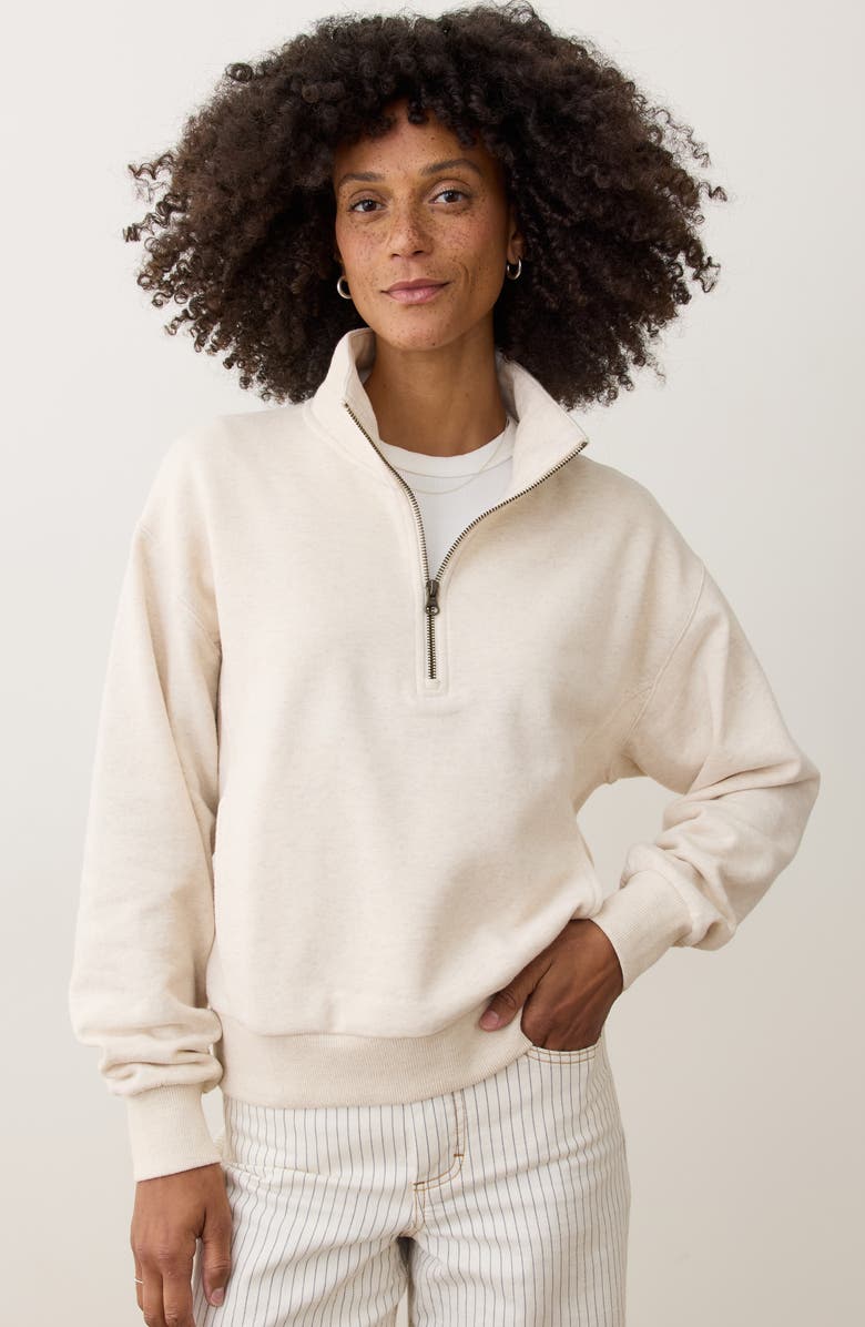 Marine Layer Cloud 9 Cotton Blend Fleece Half Zip Sweatshirt, Alternate, color, Oatmeal Heather