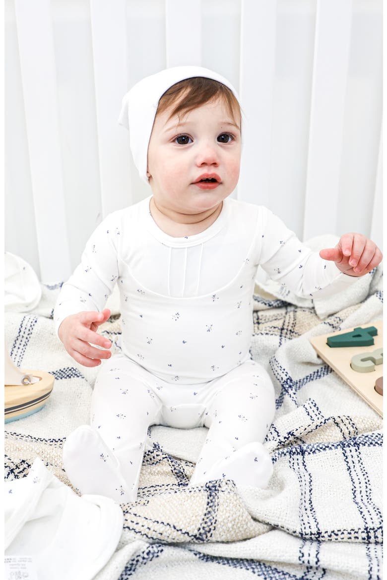 Leaves & Pleats Footie, Alternate, color, IVORY