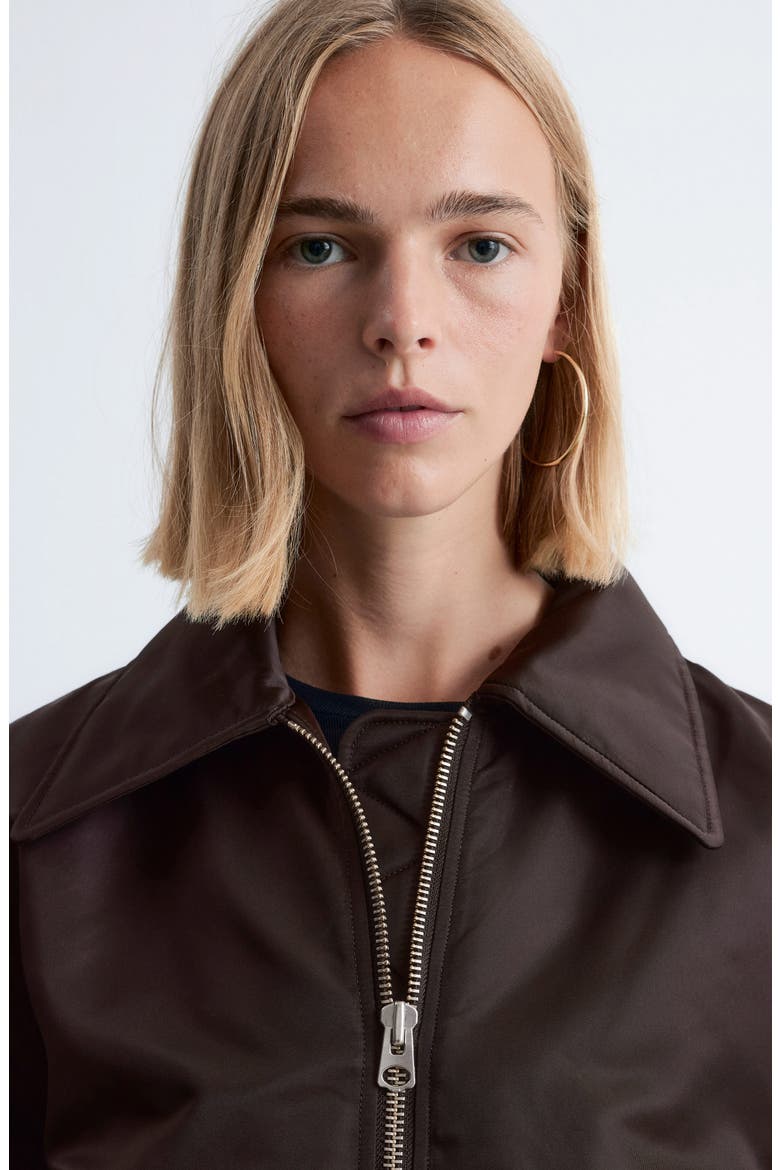 Crop Bomber Jacket, Alternate, color, BROWN DARK