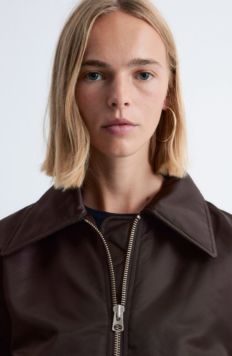 & Other Stories Crop Bomber Jacket, Alternate, color, Brown Dark