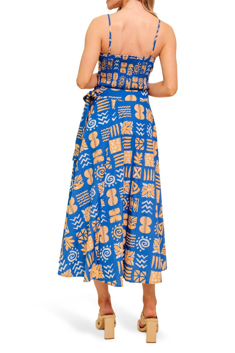 Print Top & Maxi Skirt Set, Alternate, color, NAVY/ CORAL