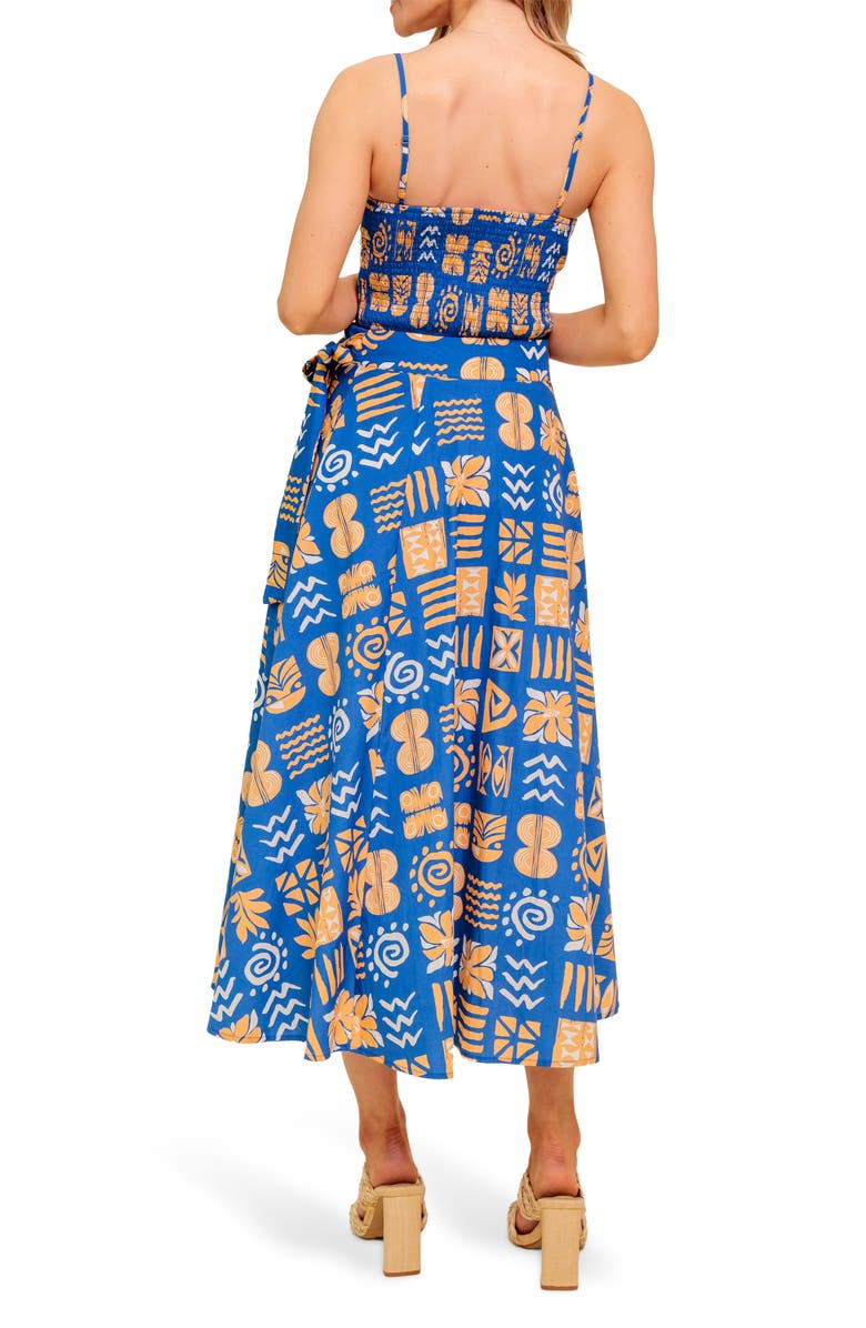 FLYING TOMATO Print Top & Maxi Skirt Set, Alternate, color, Navy/ Coral