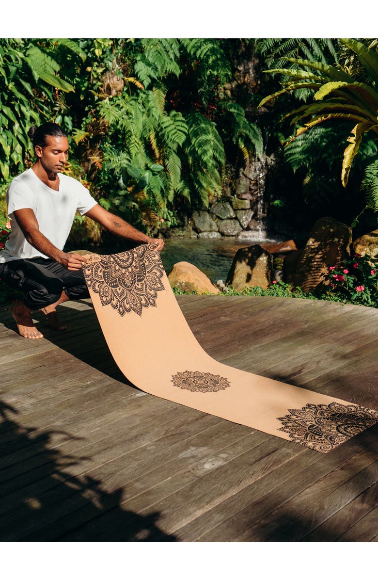 Yoga Design Lab Cork Yoga Mat 1.5mm, Alternate, color, Mandala Black