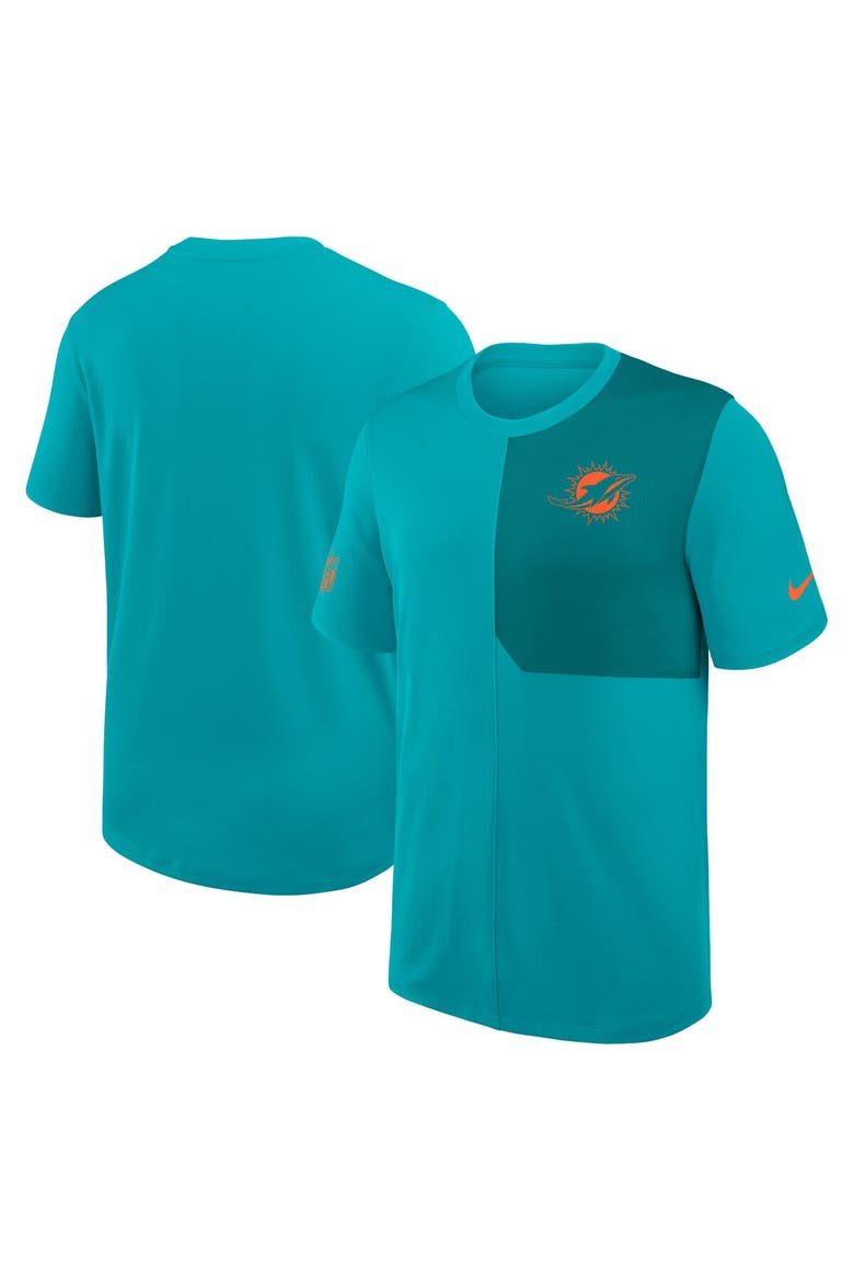 Men's Nike Aqua Miami Dolphins Sideline UV Performance Coach Shirt, Alternate, color, Aqua