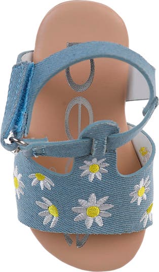 Kids' Floral Embroidered Denim Sandal