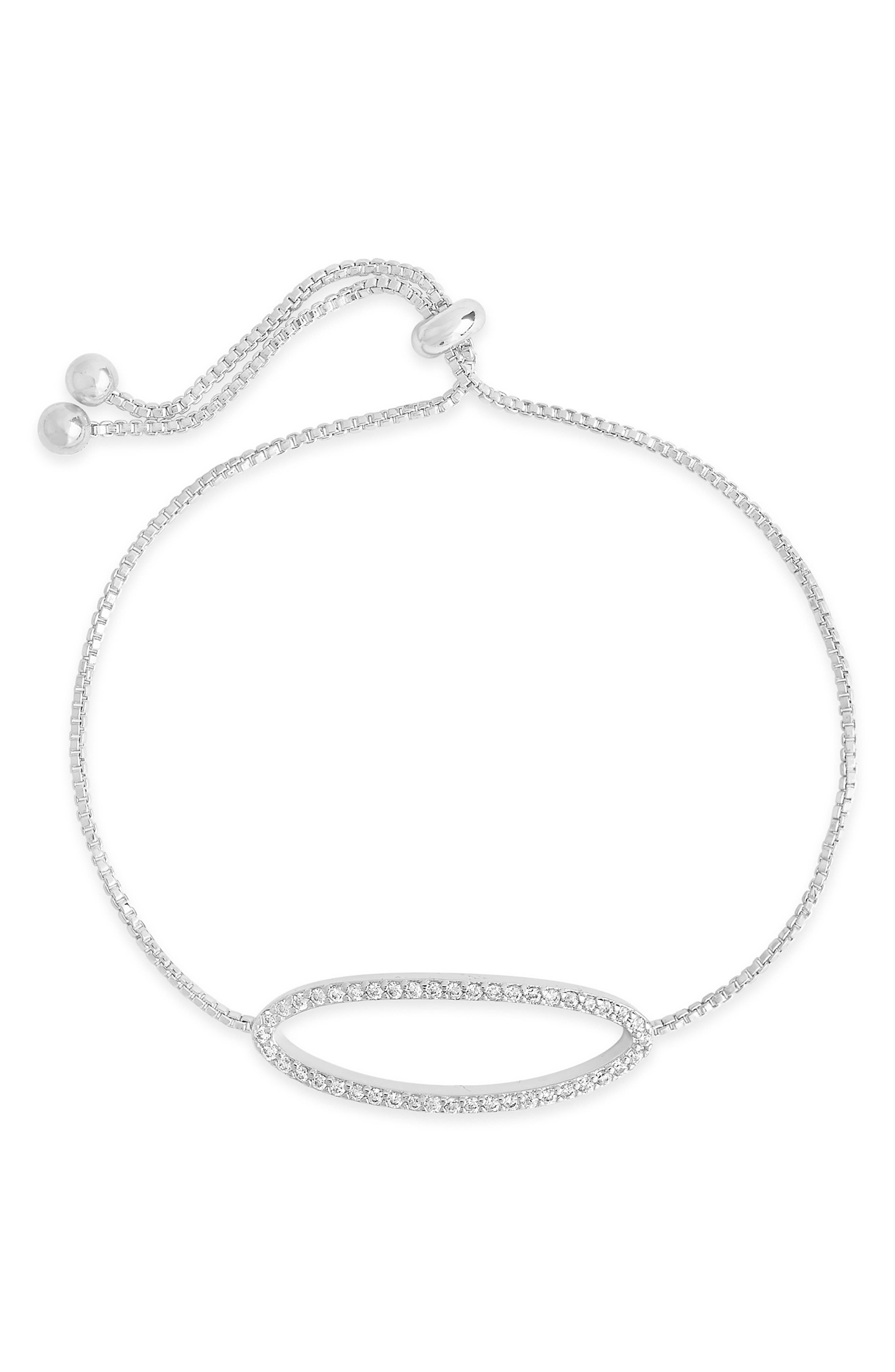Sterling Forever Oval Cubic Zirconia Slider Bracelet