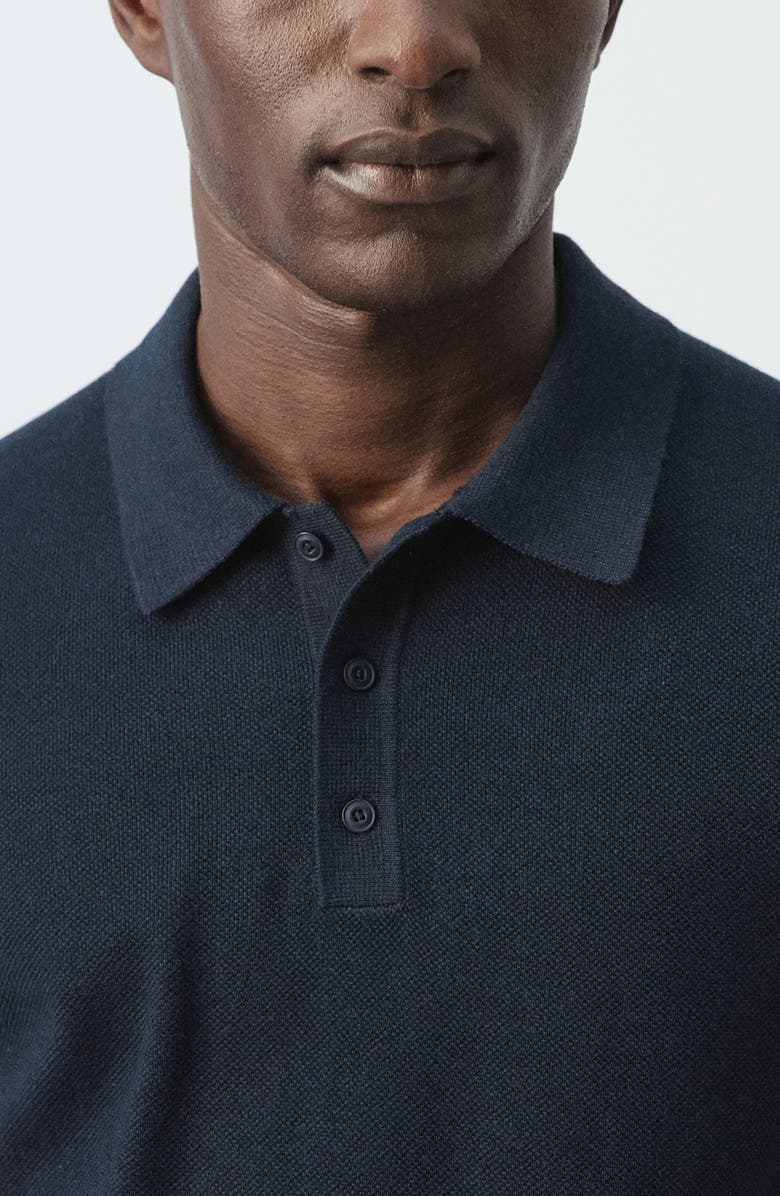 MANGO Fine Knit Polo, Alternate, color, Navy