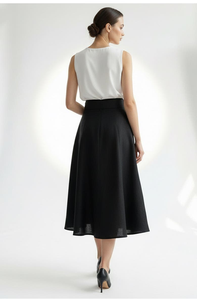 Exquise Skyler Midi Linen Skirt, Alternate, color, Black