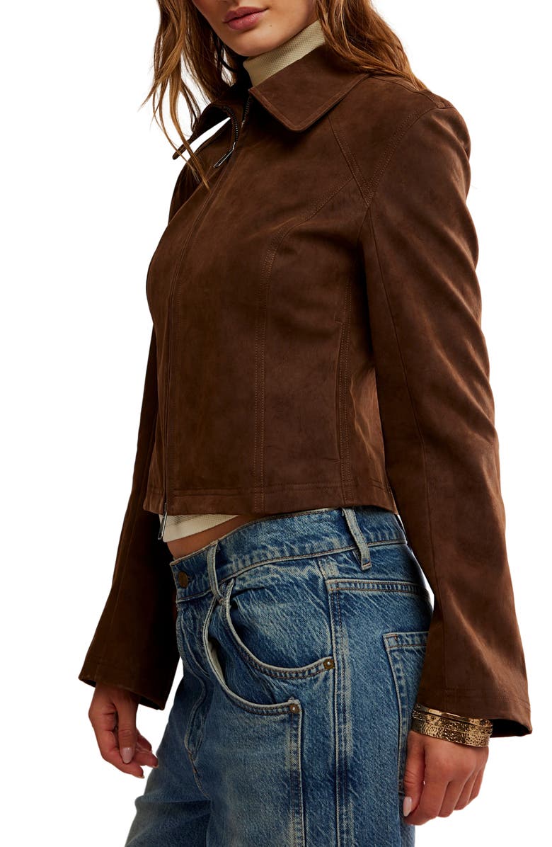 Free People River Faux Suede Jacket, Alternate, color, Double Espresso