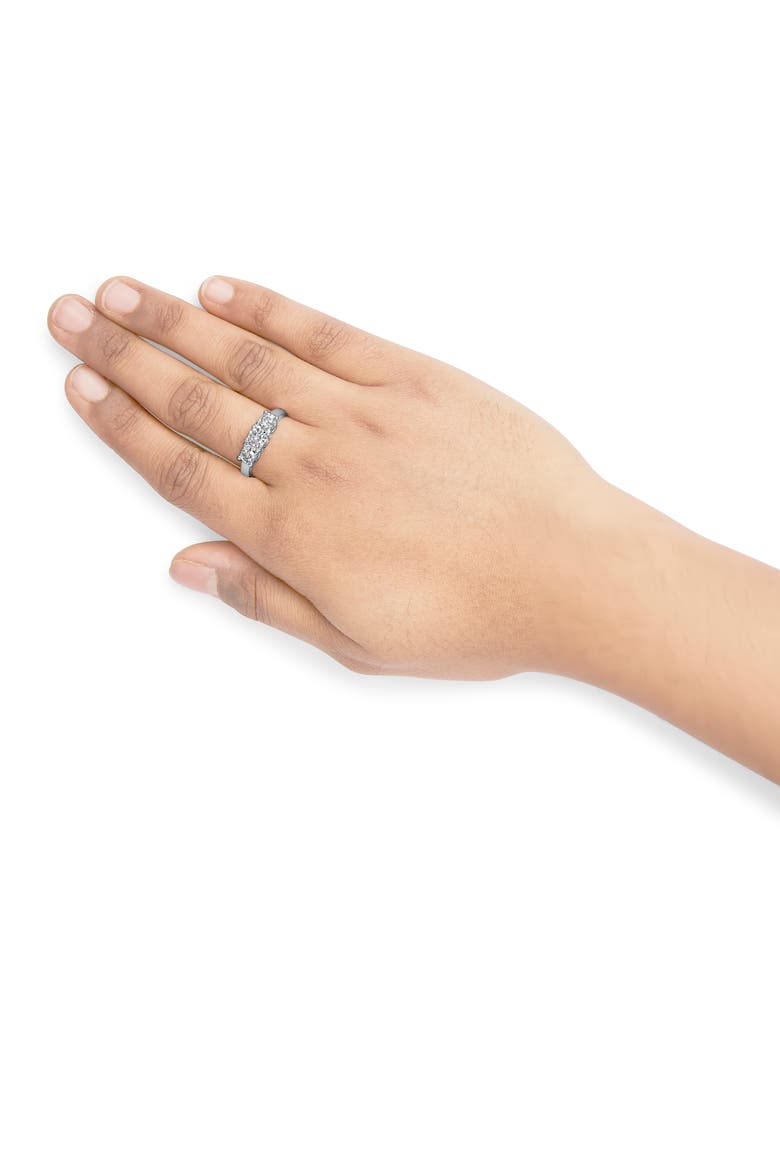 14K White Gold 1/2 Cttw Diamond Three Stone Illusion Plate Ring, Alternate, color, White