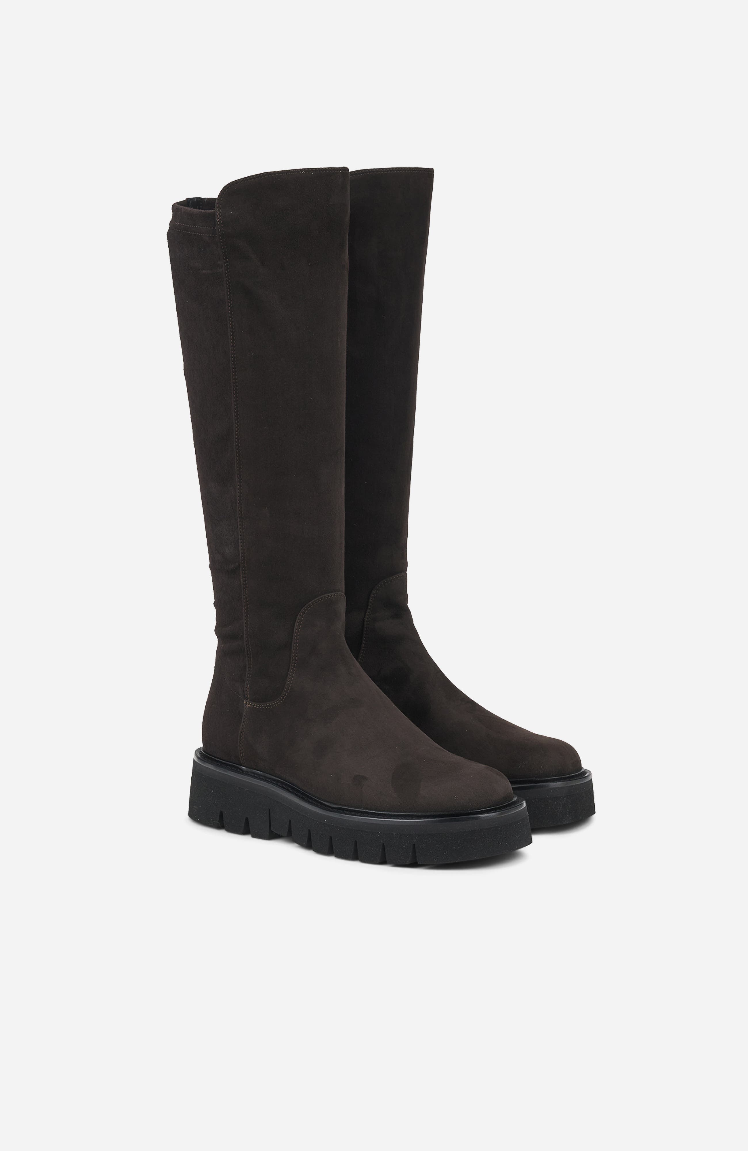 Luggie Stretch Suede Boot, Alternate, color, Moka Velour