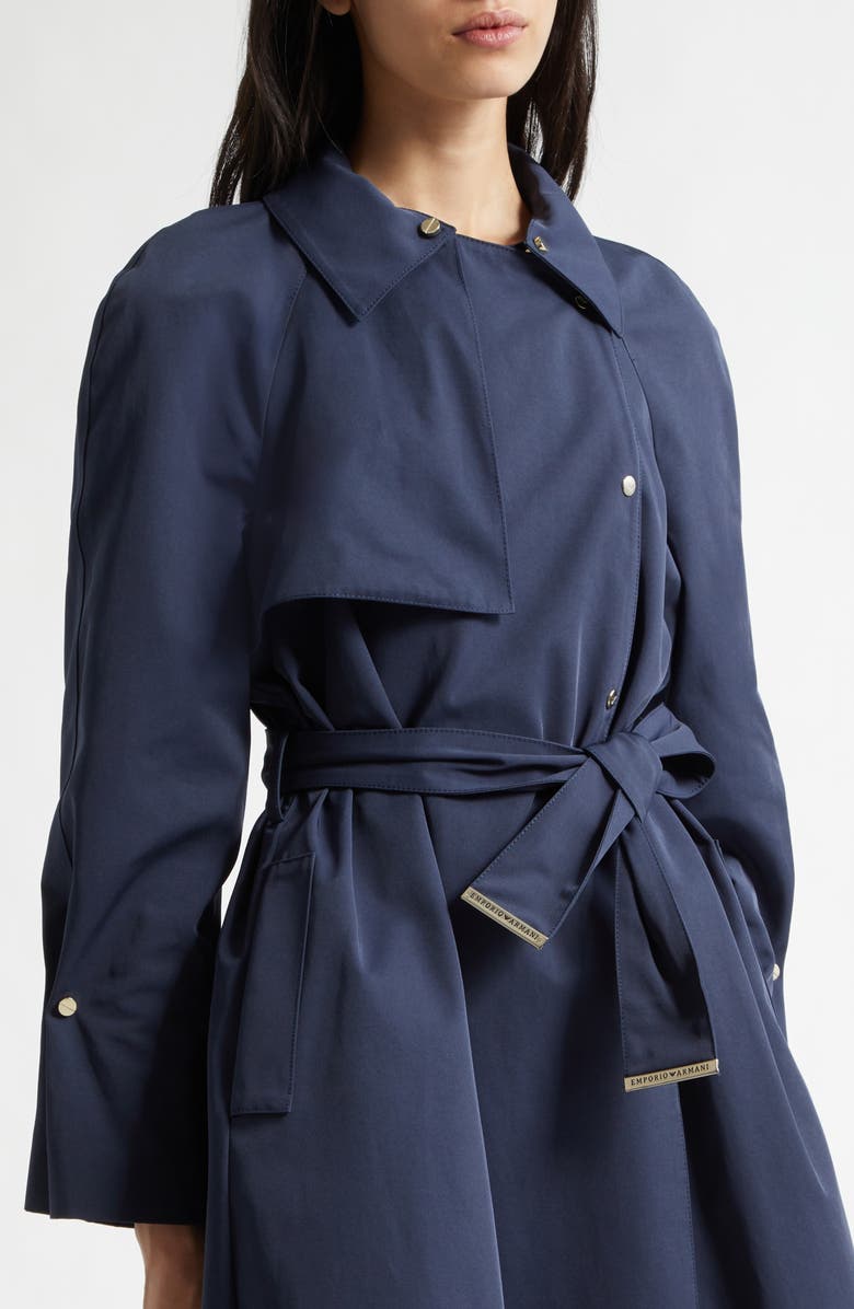Emporio Armani Metal Tip Sash Trench Coat, Alternate, color, Navy