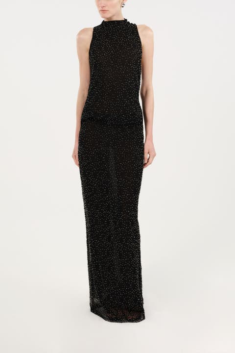 Stone-Embellished Maxi Dress