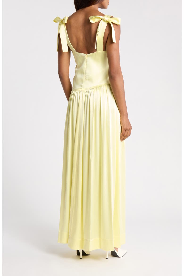 Ruched Cutout V-Neck Gown, Alternate, color, LEMON ICE
